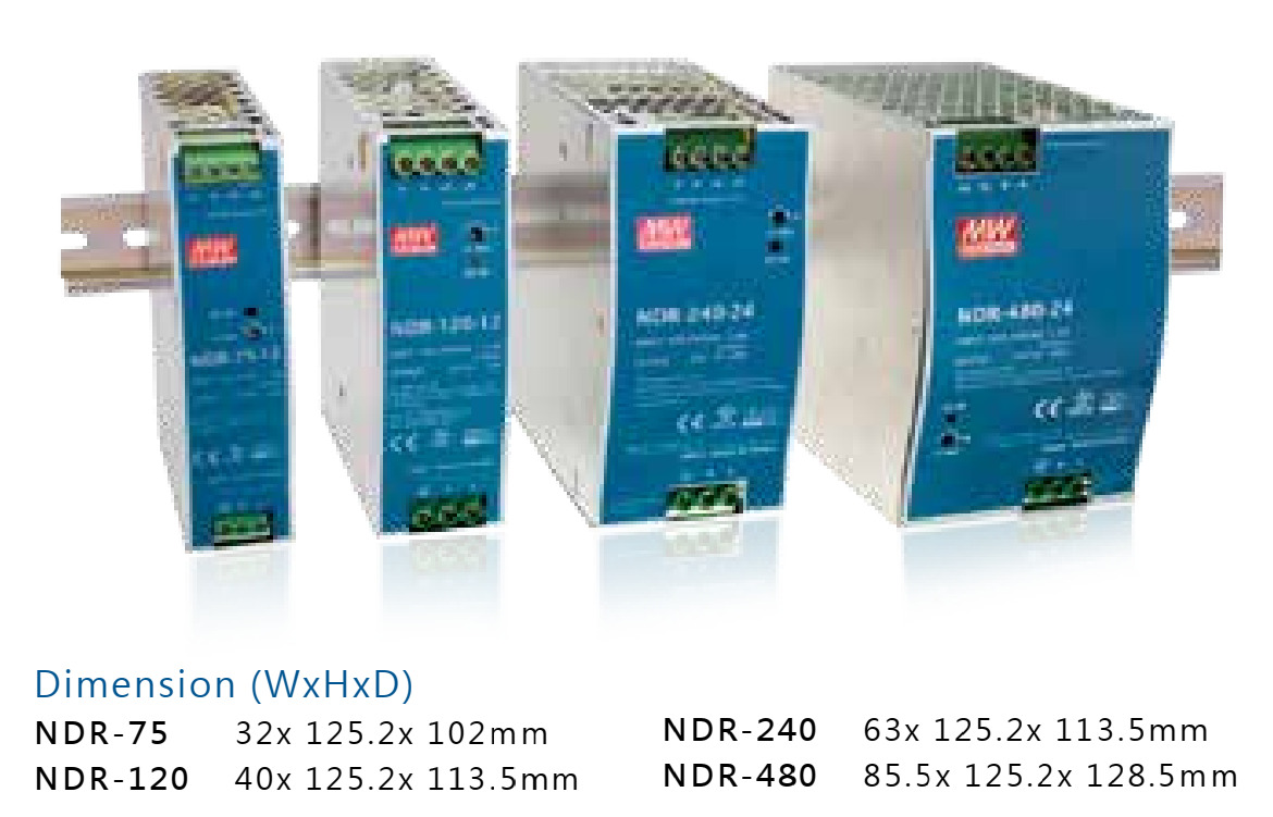 KÍCH THƯỚC DÒNG NDR-240-48 (48Vdc - 240W) - ĐOÀN AE